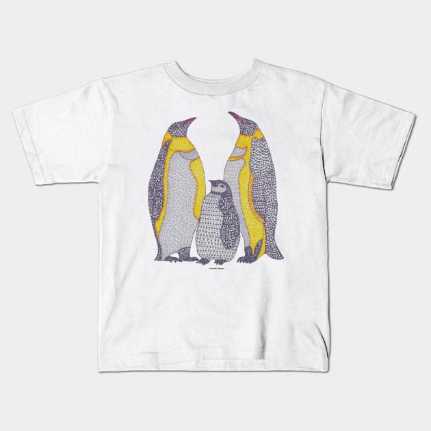 Penguin Family Kids T-Shirt by 13mtm80-Designs